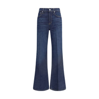 Blue Cotton Flared Jeans