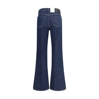 Blue Cotton Flared Jeans