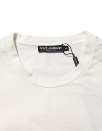 White Logo Print Cotton Crew Neck Men T-shirt
