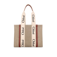 Beige Linen Tote Bag