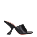 Black Leather Stiletto Heel Sandals