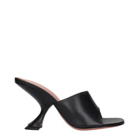 Black Leather Stiletto Heel Sandals