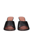 Black Leather Stiletto Heel Sandals