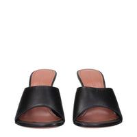 Black Leather Stiletto Heel Sandals