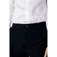Blue Cotton Casual Pants