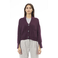 Burgundy Merino Wool Women Cardigan