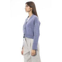 Light Blue Merino Wool Women Cardigan