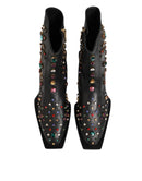 Black Crystal Embellished Men Short Boots Shoes
