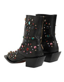 Black Crystal Embellished Men Short Boots Shoes