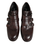 Brown Leather Monk Strap Formal Derby Shoes