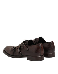 Brown Leather Monk Strap Formal Derby Shoes