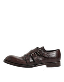 Brown Leather Monk Strap Formal Derby Shoes