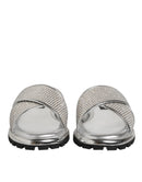 Silver Strass Slides Flats Slippers Shoes