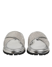Silver Strass Slides Flats Slippers Shoes
