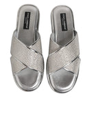 Silver Strass Slides Flats Slippers Shoes