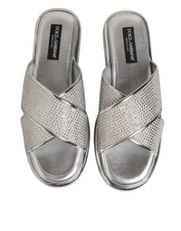 Silver Strass Slides Flats Slippers Shoes