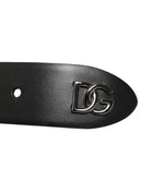 Black Calf Leather Studded Silver Buckle Belt