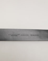 Black Calf Leather Studded Silver Buckle Belt