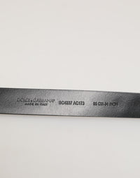 Black Leather Studded Silver-Tone Buckle Belt