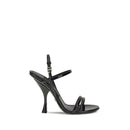 Black Calf Leather Bos Taurus Stiletto Heel Sandals