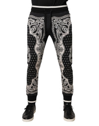 Black Cotton Bandana Jogger Sweatpants Pants