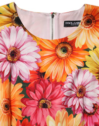 Multicolor Floral Print SilkSheath Midi Dress