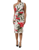 White Floral One Shoulder Sheath Dress