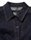 Dark Blue Cotton Collared Denim Coat Jacket