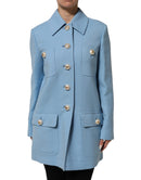 Blue Buttoned Down Trench Coat Jacket