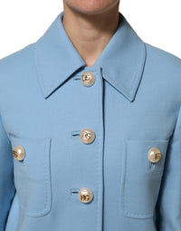 Blue Buttoned Down Trench Coat Jacket
