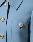 Blue Buttoned Down Trench Coat Jacket