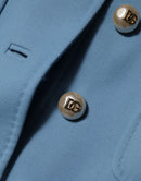 Blue Buttoned Down Trench Coat Jacket