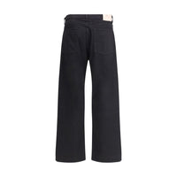 Black Cotton Straight-Leg Jeans