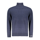 Blue Cotton Men Sweater Turtleneck