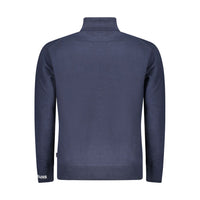Blue Cotton Men Sweater Turtleneck