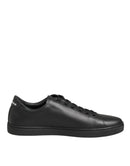 Black Leather Crystal Heart Sneakers  Shoes