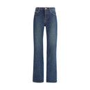 Blue Cotton Straight-Leg Jeans