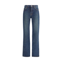Blue Cotton Straight-Leg Jeans