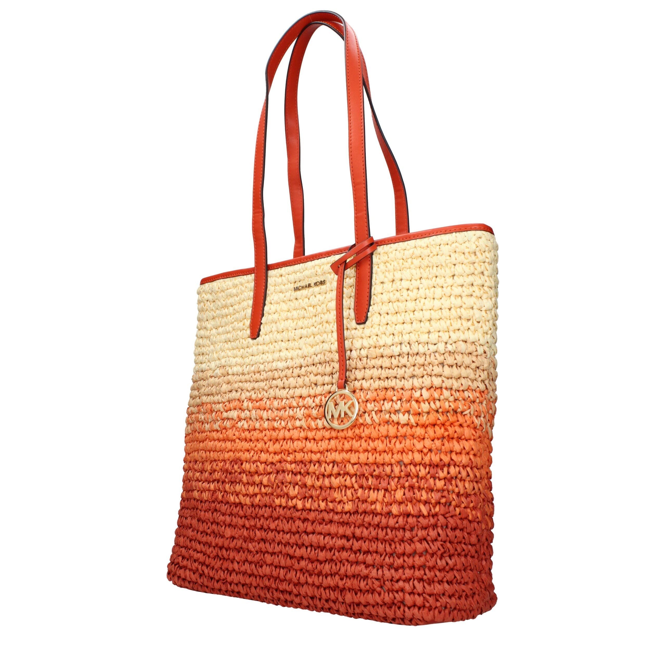 Orange Raffia Shoulder Bag