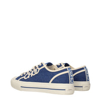 Blue Fabric Low Top Sneakers
