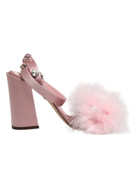 Pink Sequined Ankle Strap Sandals Shoes