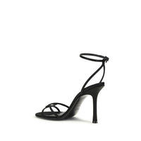 Black Calf Leather Bos Taurus Stiletto Heel Sandals
