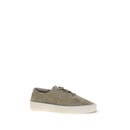 Beige Leather Low Top Sneakers