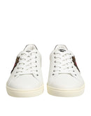 White Leather Heart Embellished Sneakers Shoes