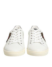 White Leather Heart Embellished Sneakers Shoes