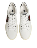 White Leather Heart Embellished Sneakers Shoes