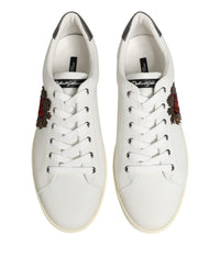 White Leather Heart Embellished Sneakers Shoes