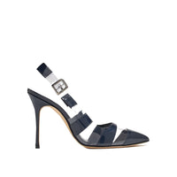 Blue Calfskin High Heel Pumps