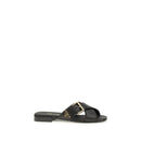 Black Calf Leather Bos Taurus Flat Sandals