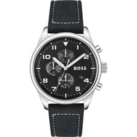 Black Leather Dress Watch